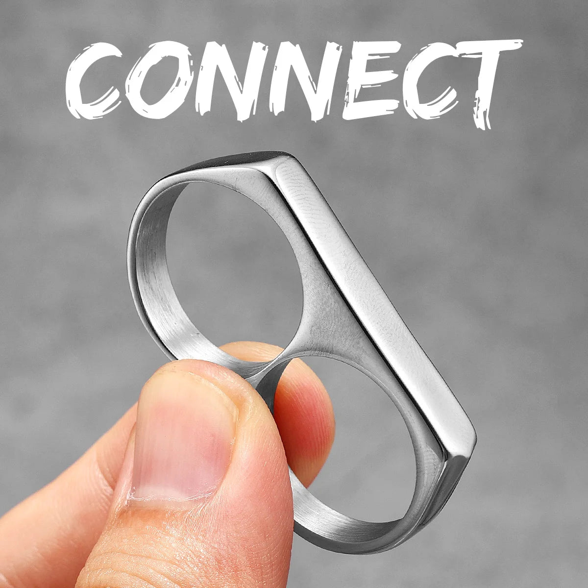 Connect | 14k Gold Over No Fade Stainless Steel Two Finger Hip Hop Ring