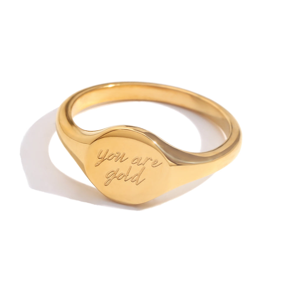 18k Gold LTJ You Are Gold Solid Stainless Steel Water Proof Rings