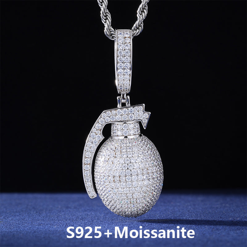 Just Bombs | Moissanite Diamond Sterling Silver D Color Grenade Hip Hop Pendants