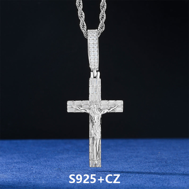 Luxury Cross | DVVS Baguette Moissanite Diamond Sterling Silver Hip Hop Jesus Piece