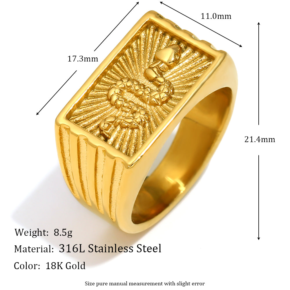 Snake Charmer | Waterproof 18k Gold Stainless Steel Waterproof Snake Engraved Ring