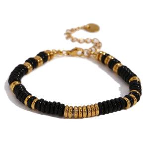 18k Gold Stainless Steel Natural Stone Tiger Eye Necklace Bracelet Jewelry Set