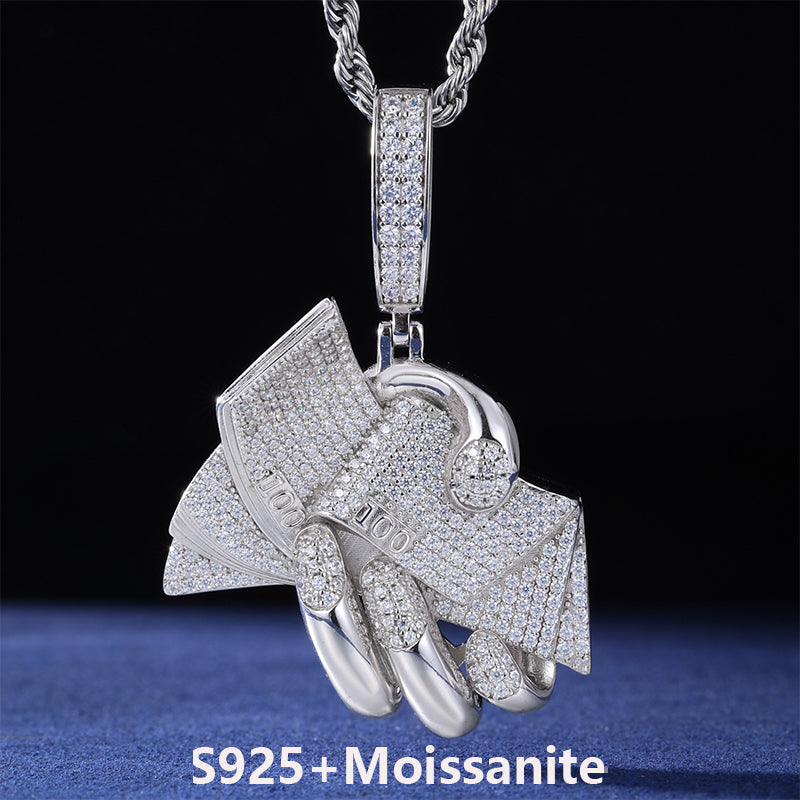Countin Money All Day | Moissanite Diamond 18k Gold 925 Solid Silver Hip Hop Pendant