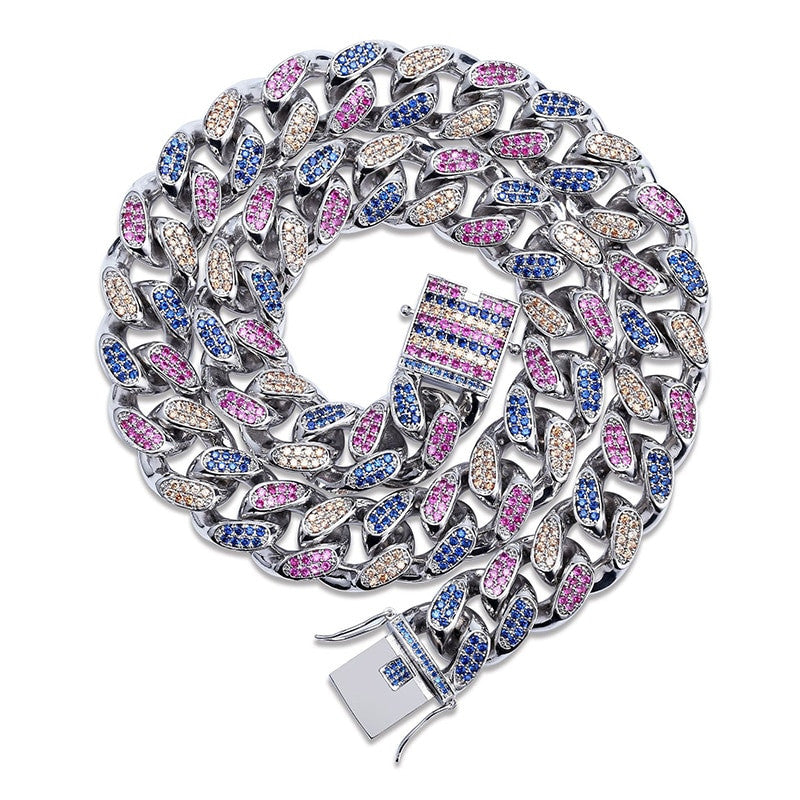 18mm Big Wide 4 Colors AAA Micro Pave 14k Gold .925 Silver Miami Cuban Link Chain Necklace