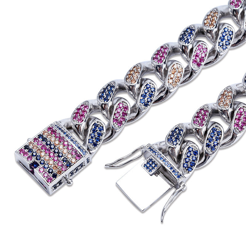 18mm Big Wide 4 Colors AAA Micro Pave 14k Gold .925 Silver Miami Cuban Link Chain Necklace