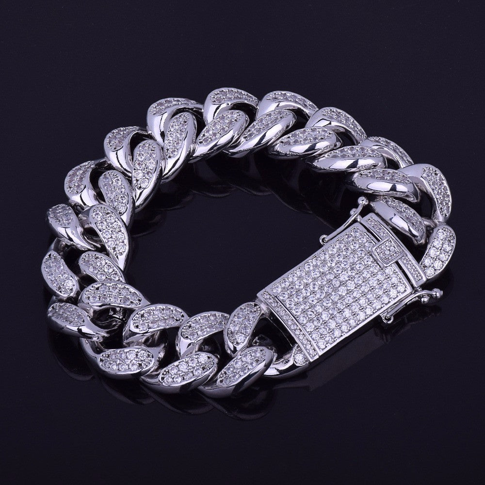 .925 Silver AAAA True Micro Pave 20mm Cuban Link Bracelets