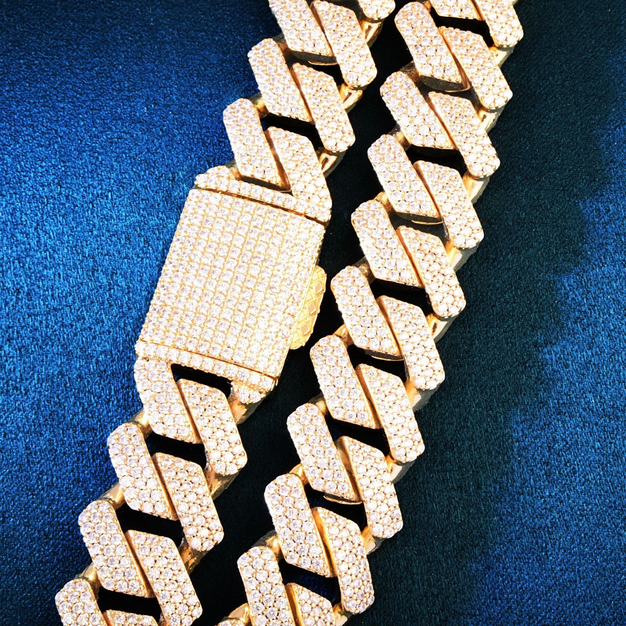 Mens 19mm 2 Row Stone Big Boy Miami Cuban Link 18k Gold 925 Silver Blinged Out Bracelets