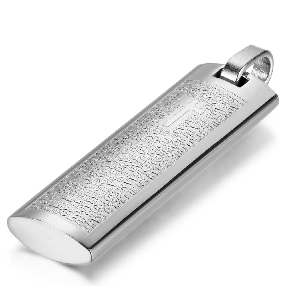 Mens Christian Jewelry Stainless Steel No Fade Spanish Prayer Pendant Chain Necklace