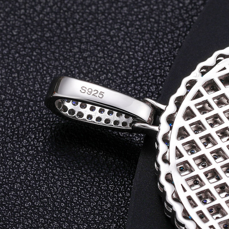 Mens Flooded Ice Genuine VVS Diamond Disc 925 Silver Hip Hop Pendant