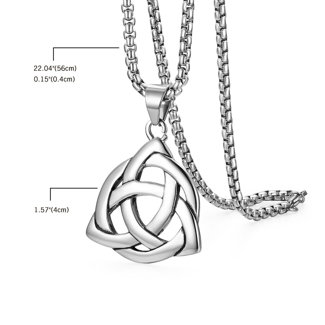 No Fade Solid Stainless Steel Trinity Knot Casual Street Wear Pendant Chain Necklace