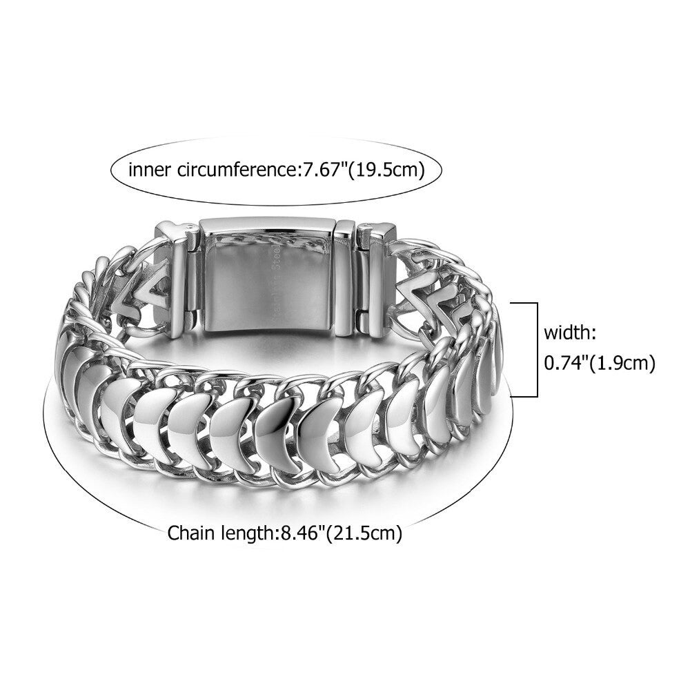 Mens New Fashion No Fade Thick 18mm Stainless Snake Bone Hip Hop Bracelet