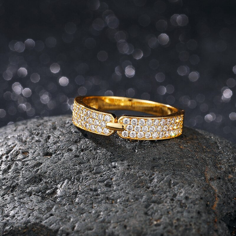 Mens Flooded Ice 18k Gold 925 Silver Street Wear Fashion Iced Bling Out Rings