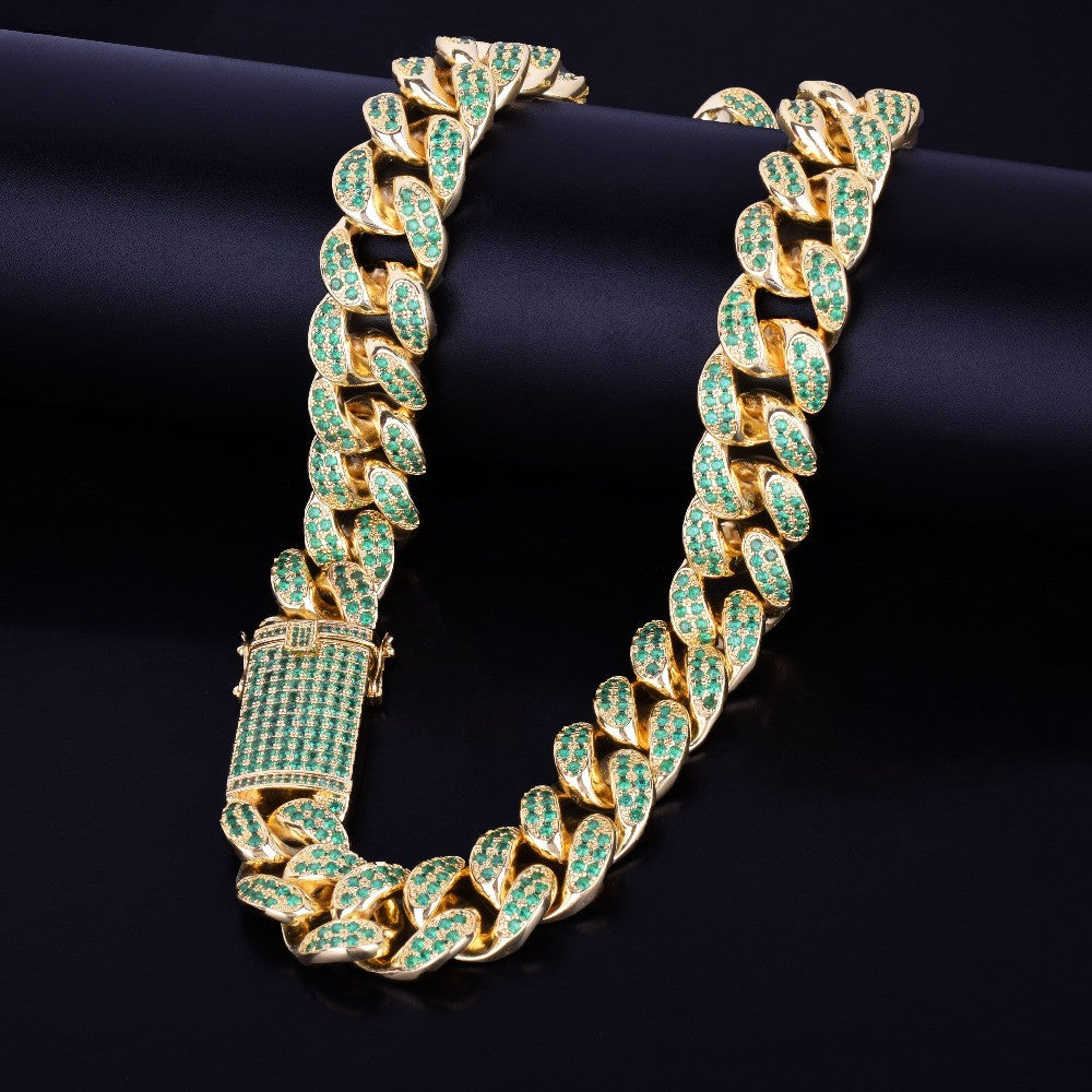20mm Heavy Green Lab Diamond Bling Miami Cuban Link