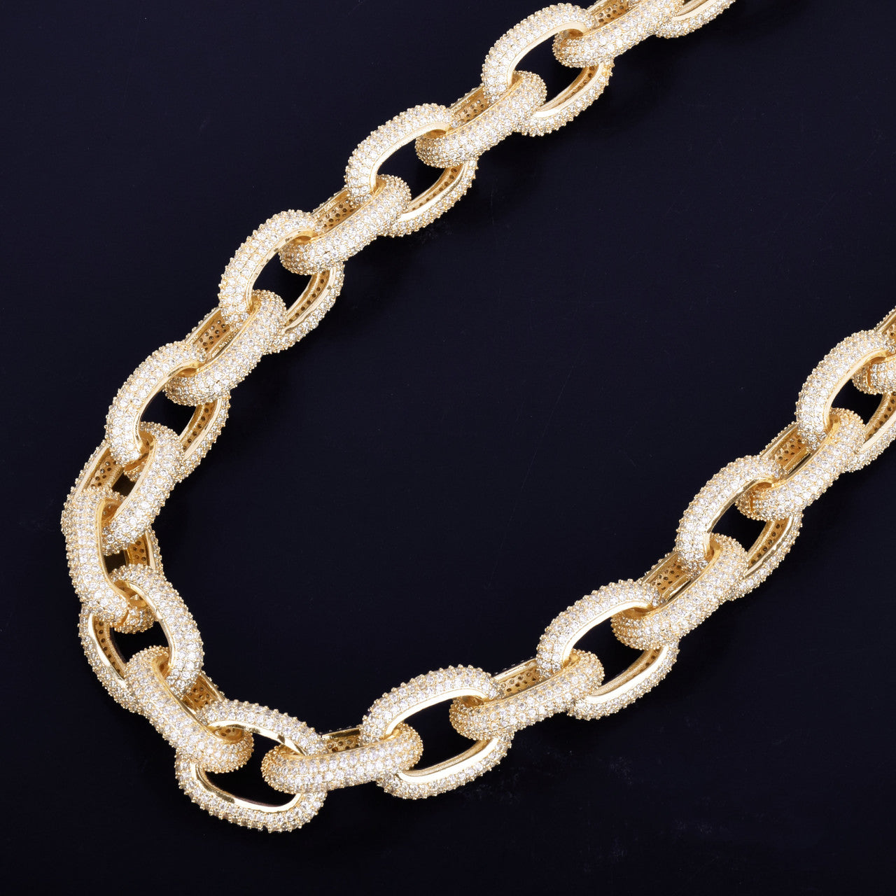 24k Gold .925 Silver 20mm AAA Flooded Iced Micro Pave Big Dog Heavy Hip Hop Chain Neckalce