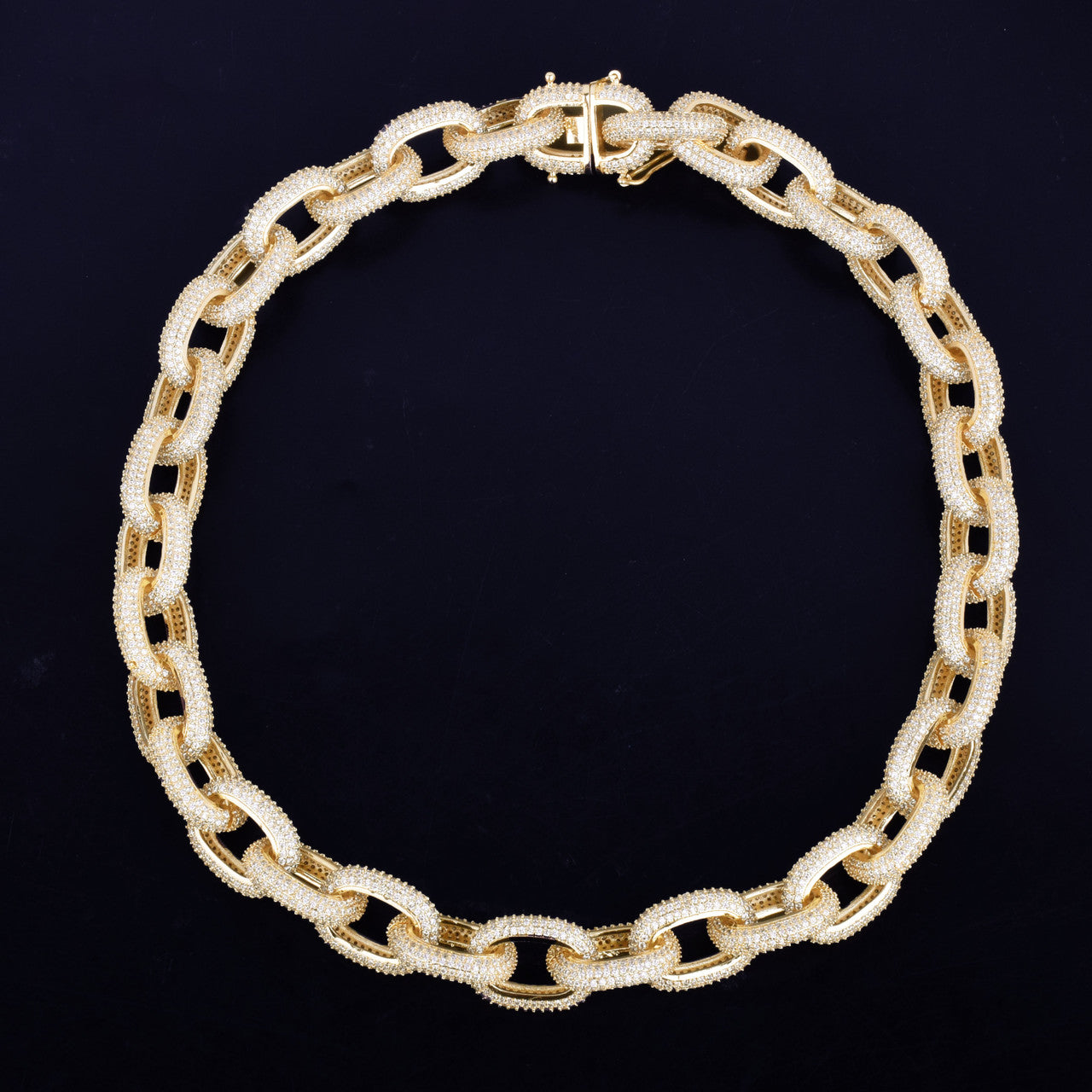 24k Gold .925 Silver 20mm AAA Flooded Iced Micro Pave Big Dog Heavy Hip Hop Chain Neckalce