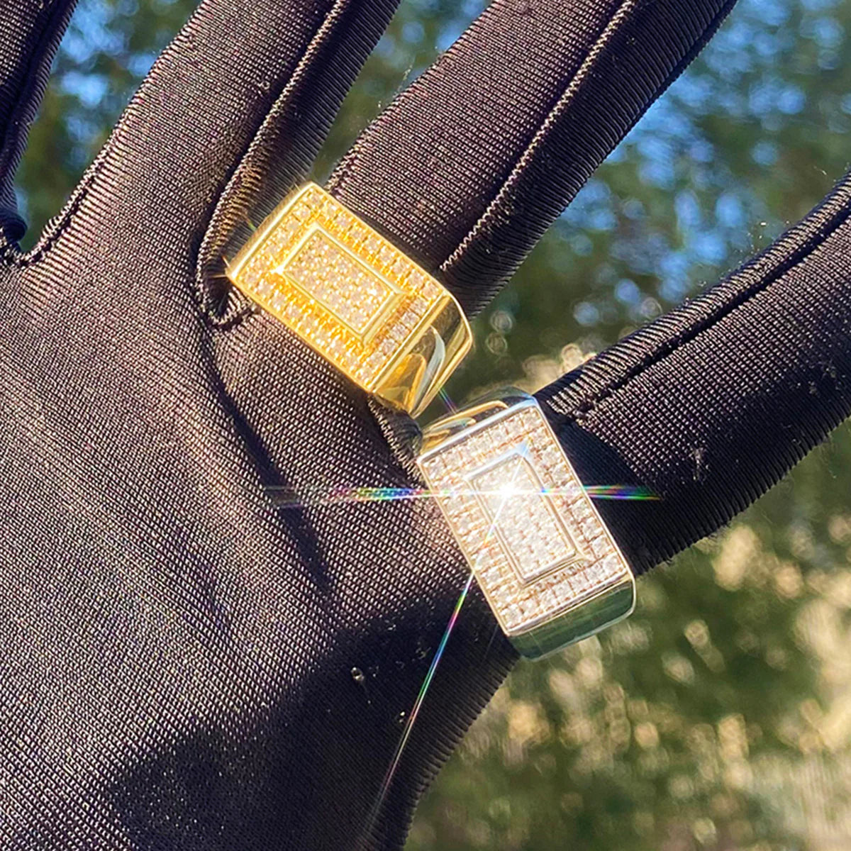 Gold Bars | Prong Set VVS Diamond CZ Luxury Hip Hop Rings