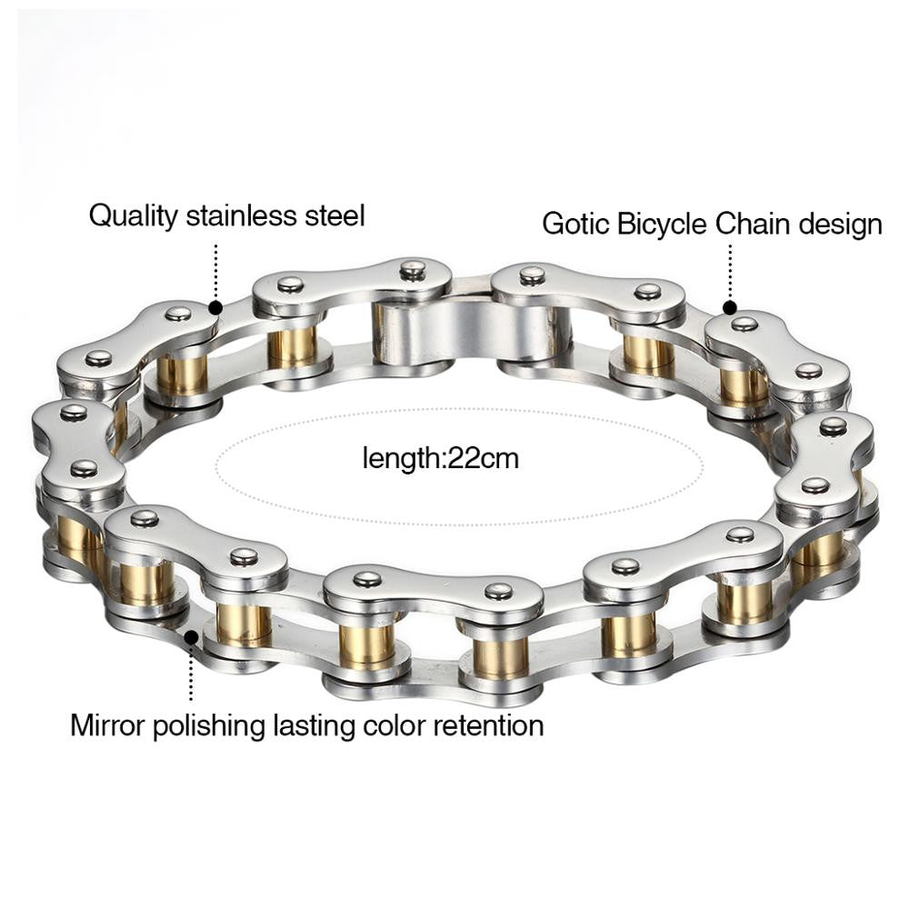 10mm Stainless Steel Wide Heavy Biker Bicycle Motorcycle Bling Chain Bracelets