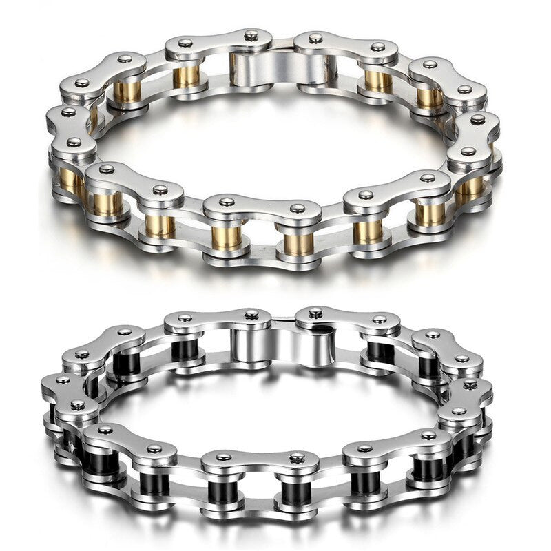 10mm Stainless Steel Wide Heavy Biker Bicycle Motorcycle Bling Chain Bracelets