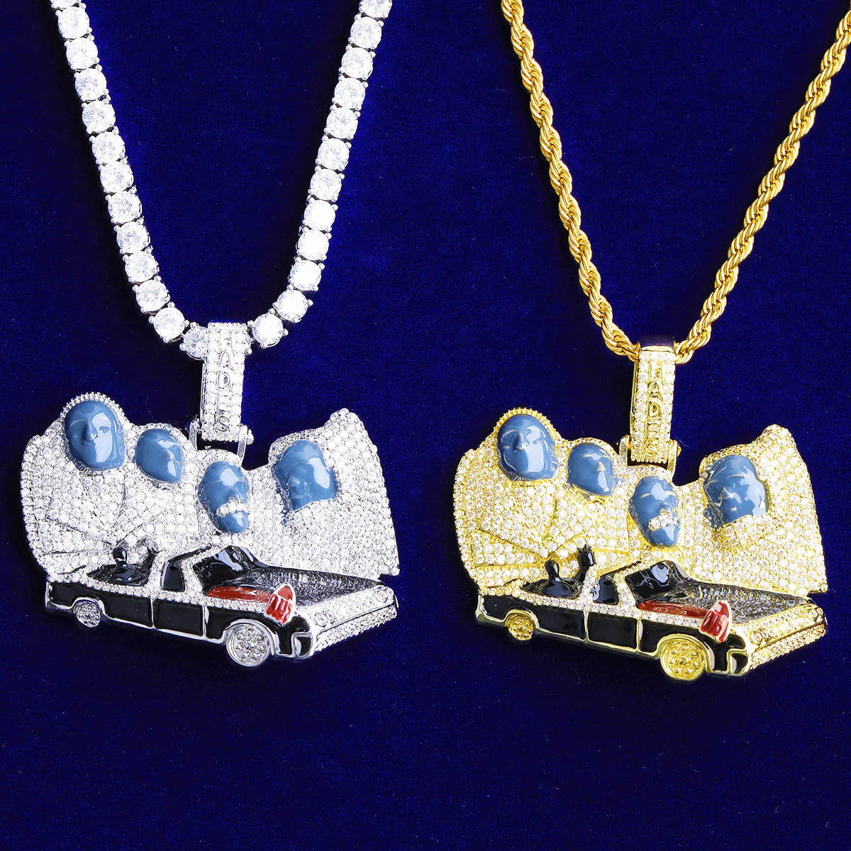 Iced Blinged Out Colgante Presidentes x Hades 66 Blue Face Hip Hop Necklace Pendant