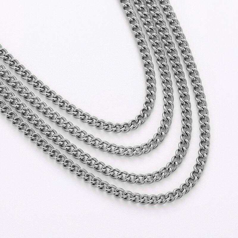 Ladies 2mm Solid No Fade Stainless Steel Cuban Link Classic Necklace w/ Extender Chain