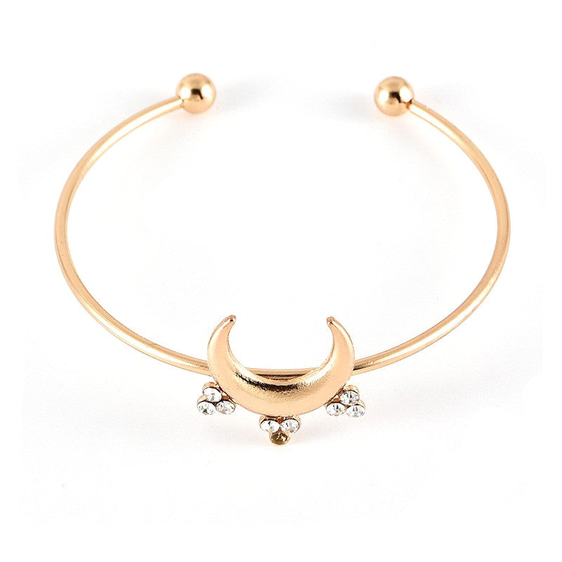 Bohemian Gold Retro Stars Moon Crystal 3 Piece Bracelets Jewelry Set