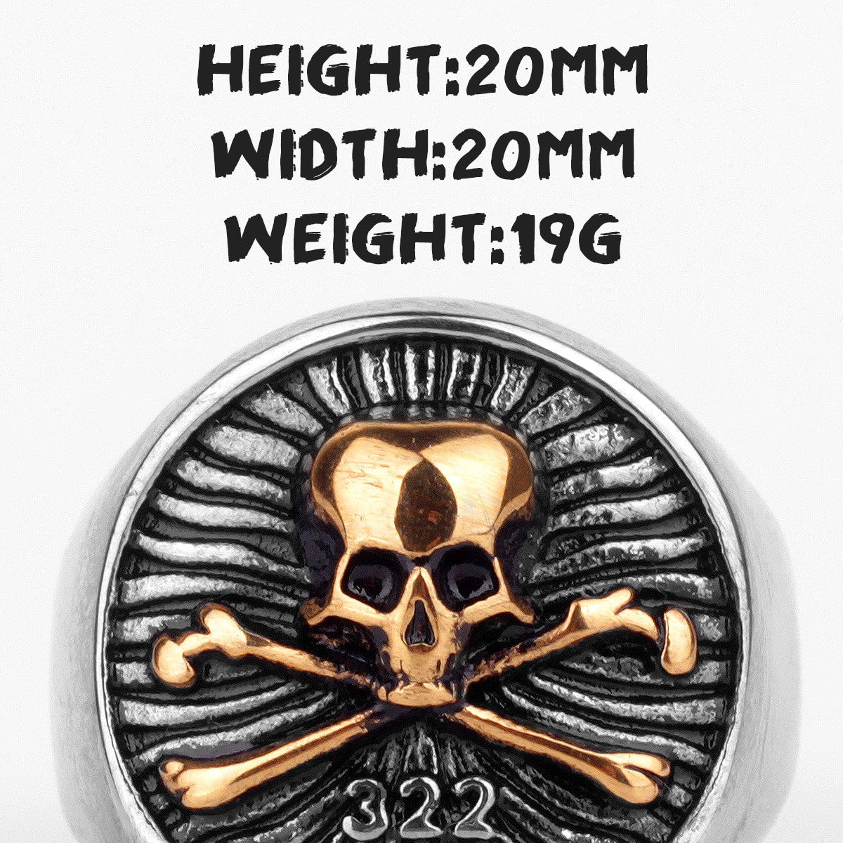 Skull and Bones Brotherhood of Death No Fade Stainless Steel Bling Rings