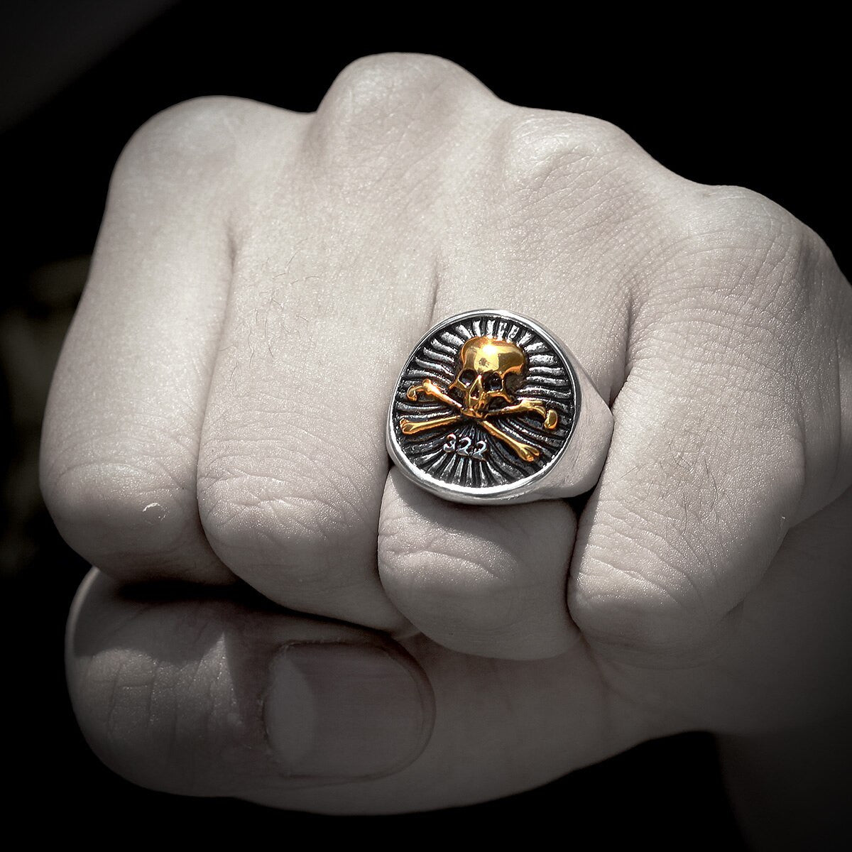 Skull and Bones Brotherhood of Death No Fade Stainless Steel Bling Rings