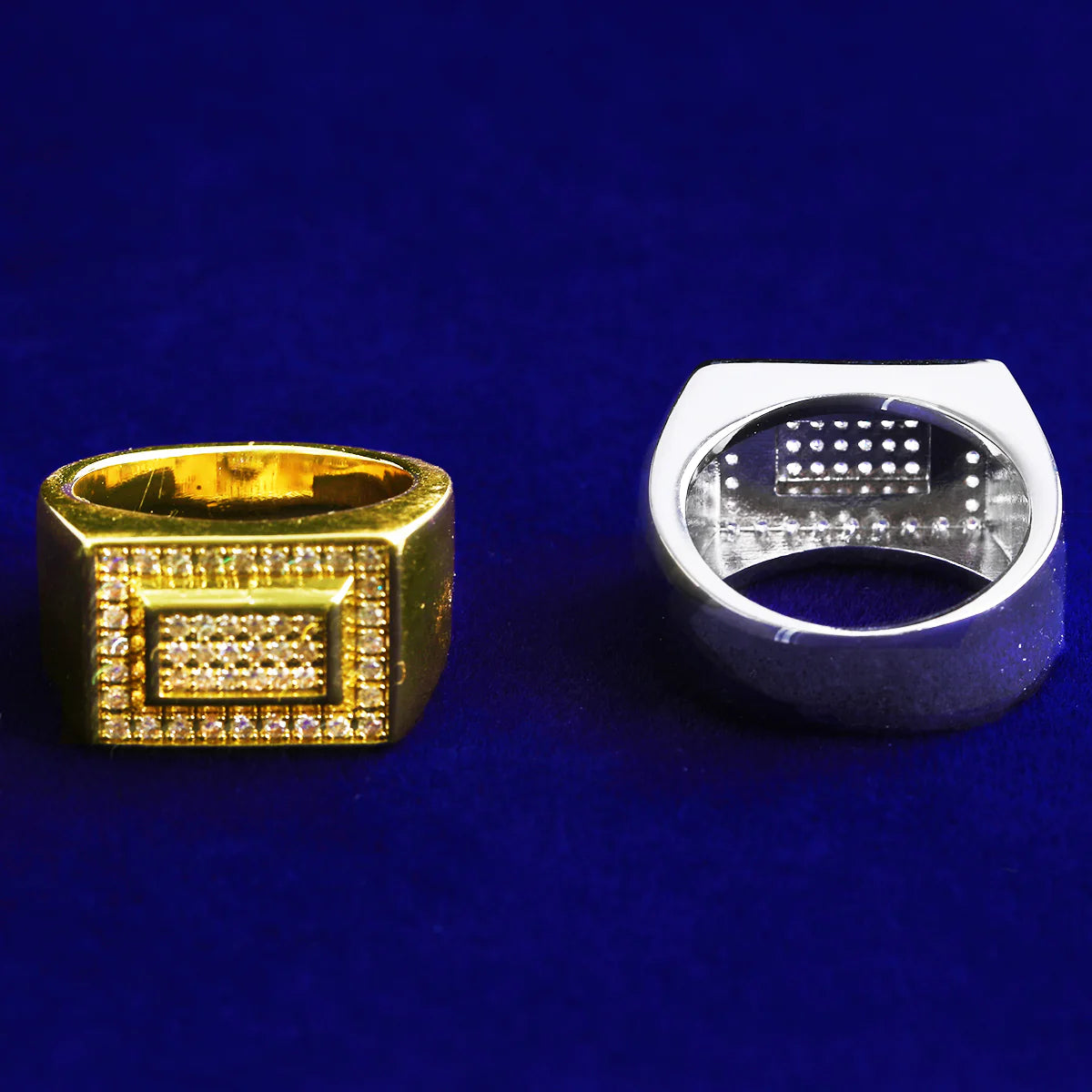 Gold Bars | Prong Set VVS Diamond CZ Luxury Hip Hop Rings