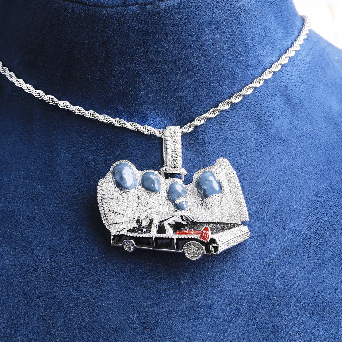 Iced Blinged Out Colgante Presidentes x Hades 66 Blue Face Hip Hop Necklace Pendant