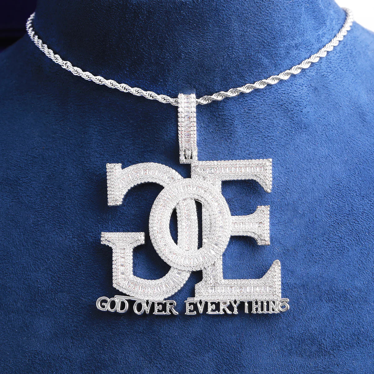 G.O.E | God Over Everything Iced Blinged Out VVS Diamond CZ Hip Hop Pendant