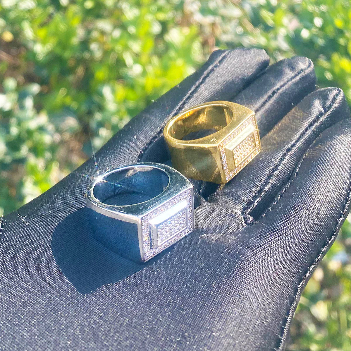 Gold Bars | Prong Set VVS Diamond CZ Luxury Hip Hop Rings