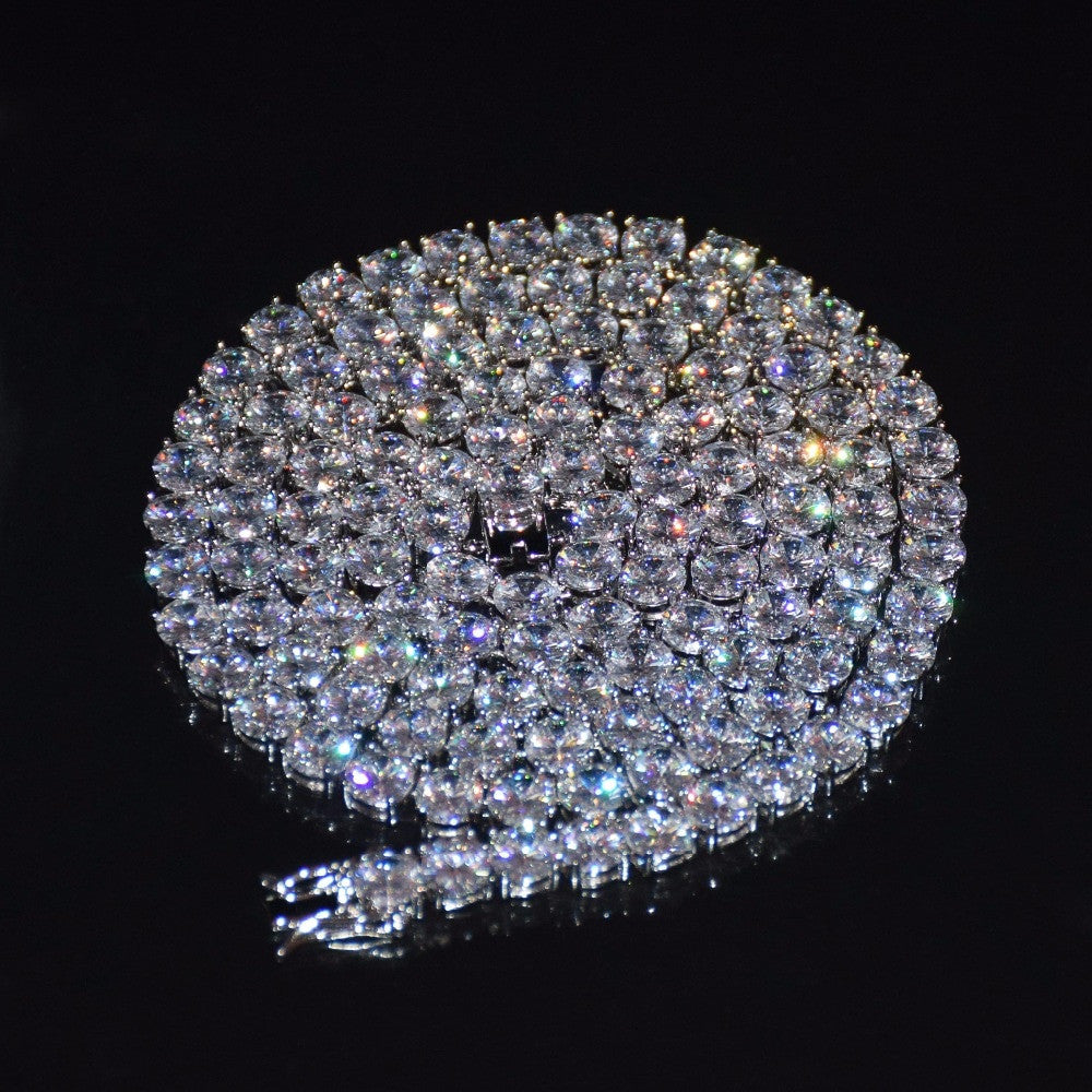 .925 Silver Flooded Ice Hip Hop Tennis Chain Necklace