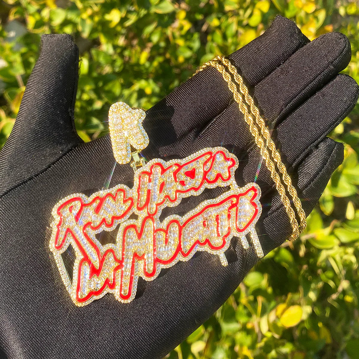 Iced Blinged Out Hip Hop Inspired Real Husta La Muerta Necklace Pendant