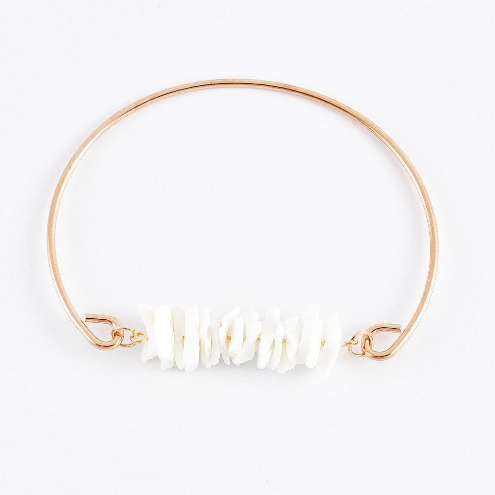 Boho Bangle Classic Shell Moon Natural Stone 6 Piece Bracelet Jewelry Set