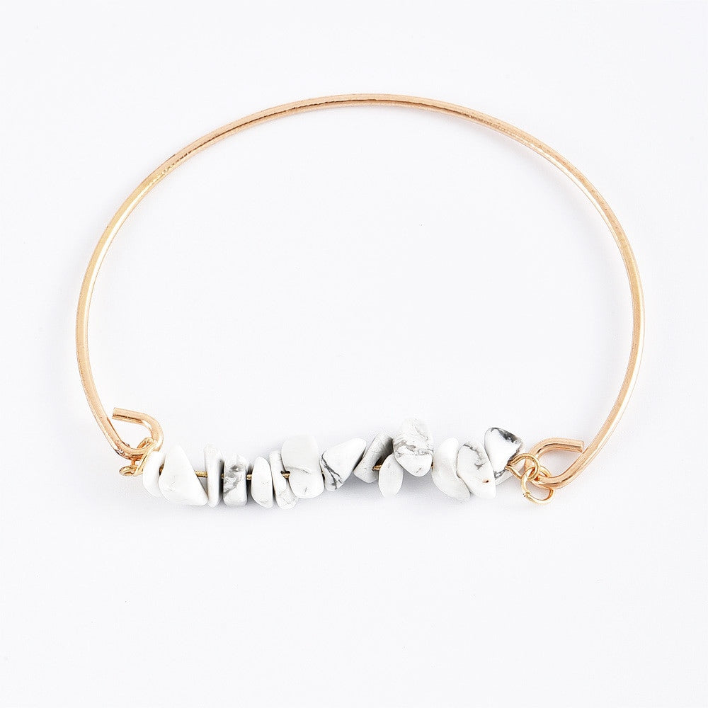 Boho Bangle Classic Shell Moon Natural Stone 6 Piece Bracelet Jewelry Set