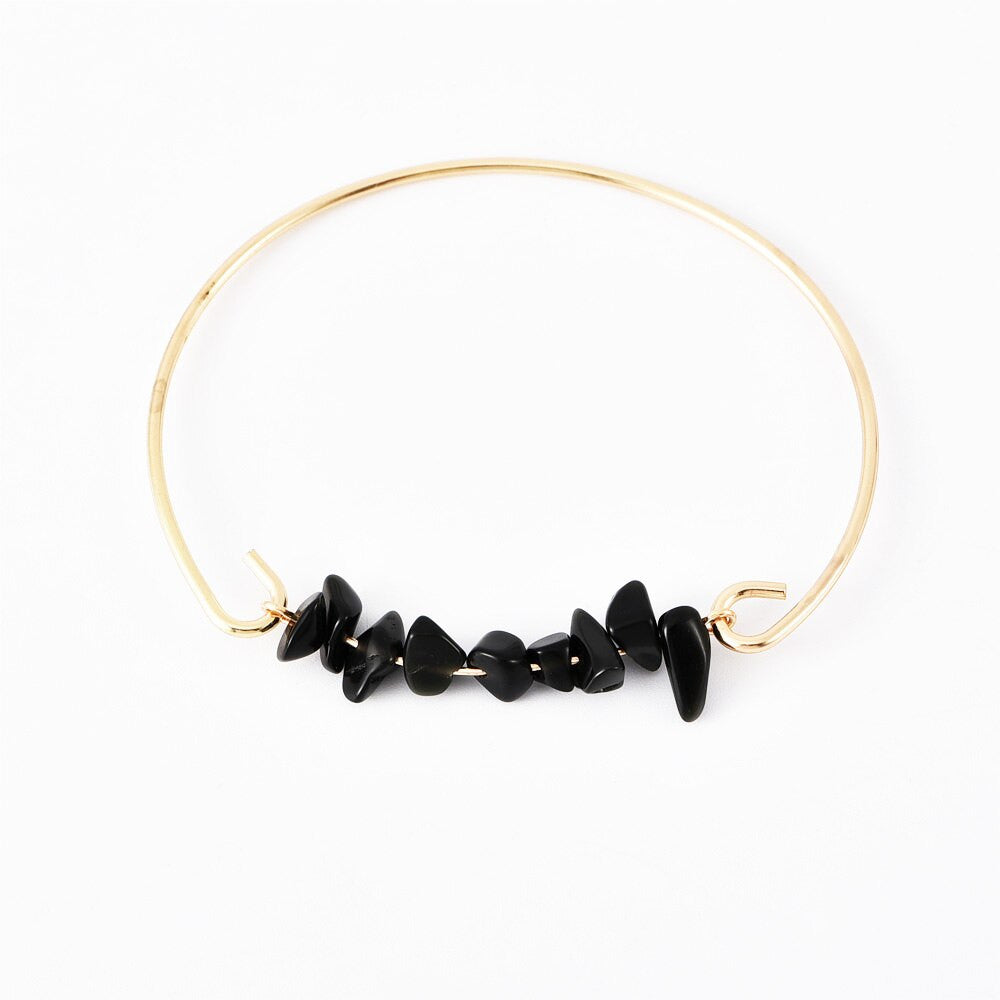 Black Gem Moon Eye 6 Pcs Boho Pineapple Chain Beaded Gold Bracelet Set