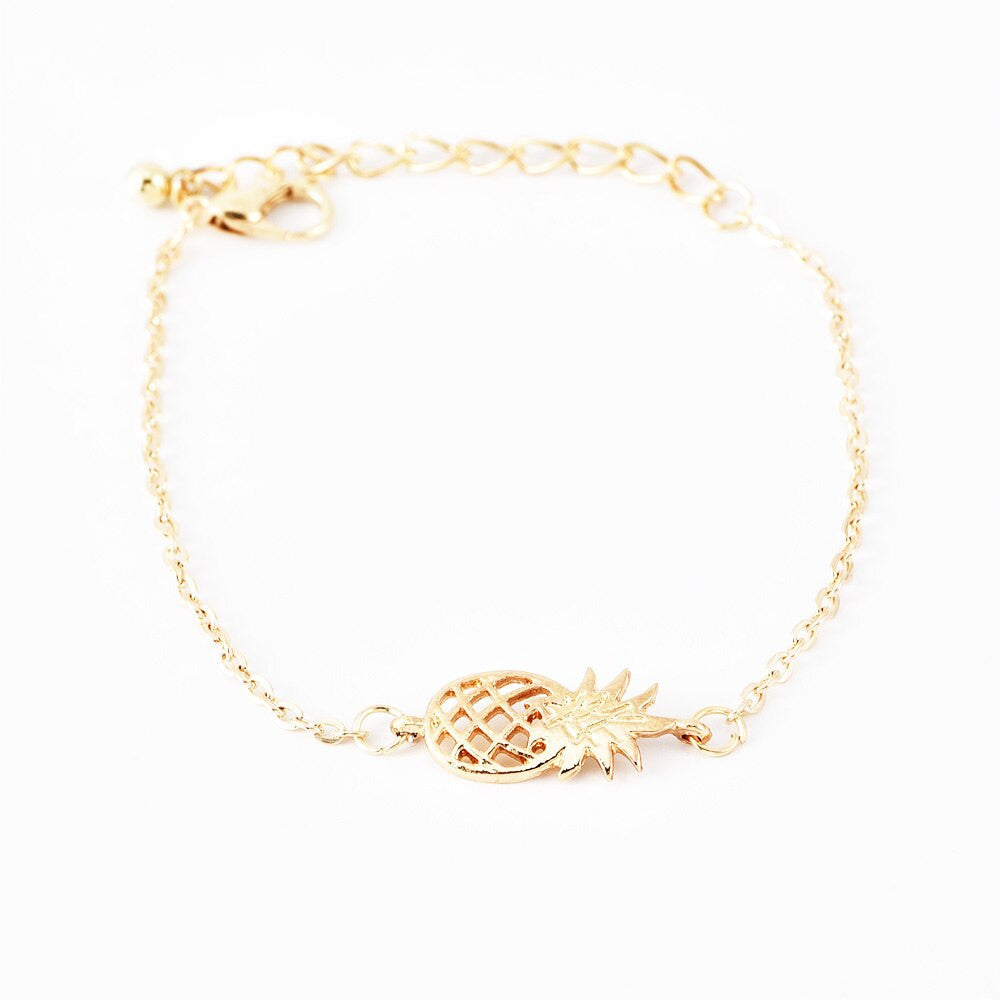 Black Gem Moon Eye 6 Pcs Boho Pineapple Chain Beaded Gold Bracelet Set