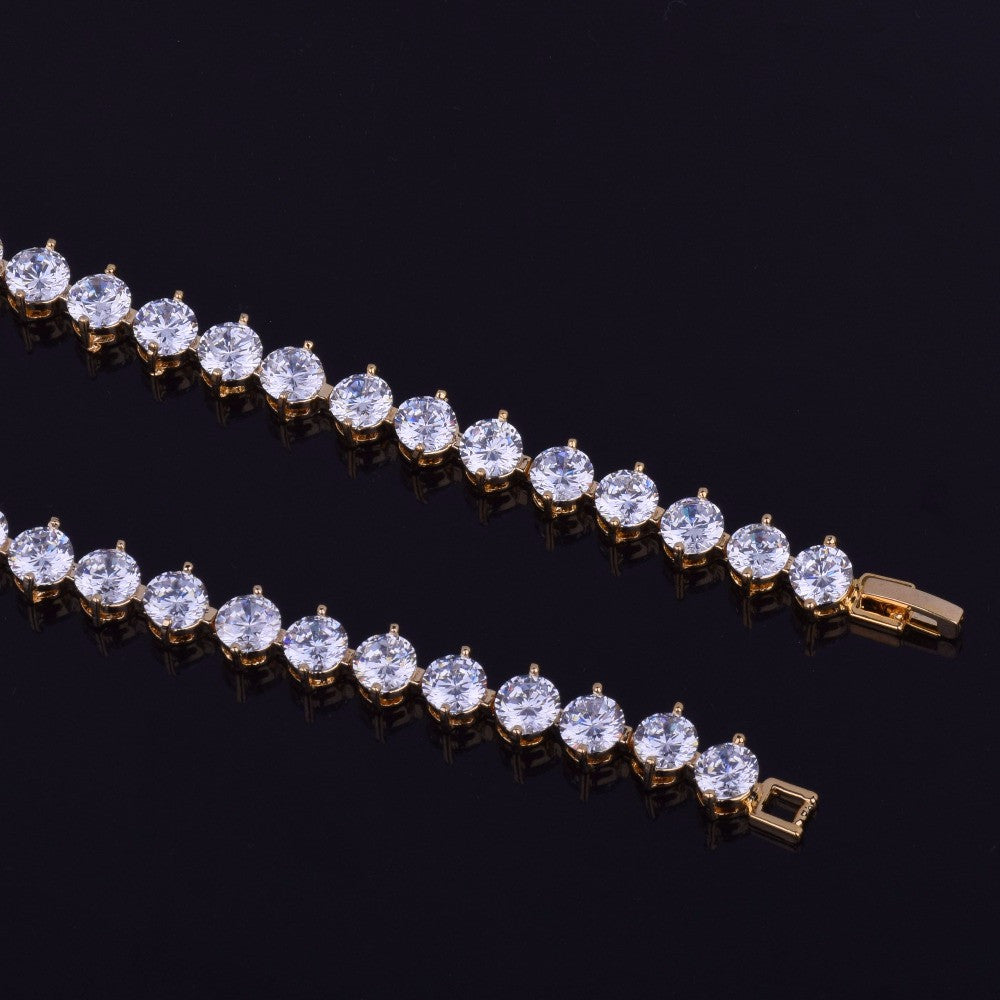 6MM Iced Out Lab Diamond Tennis Chain Bracelet 14k Gold Silver Bracelet