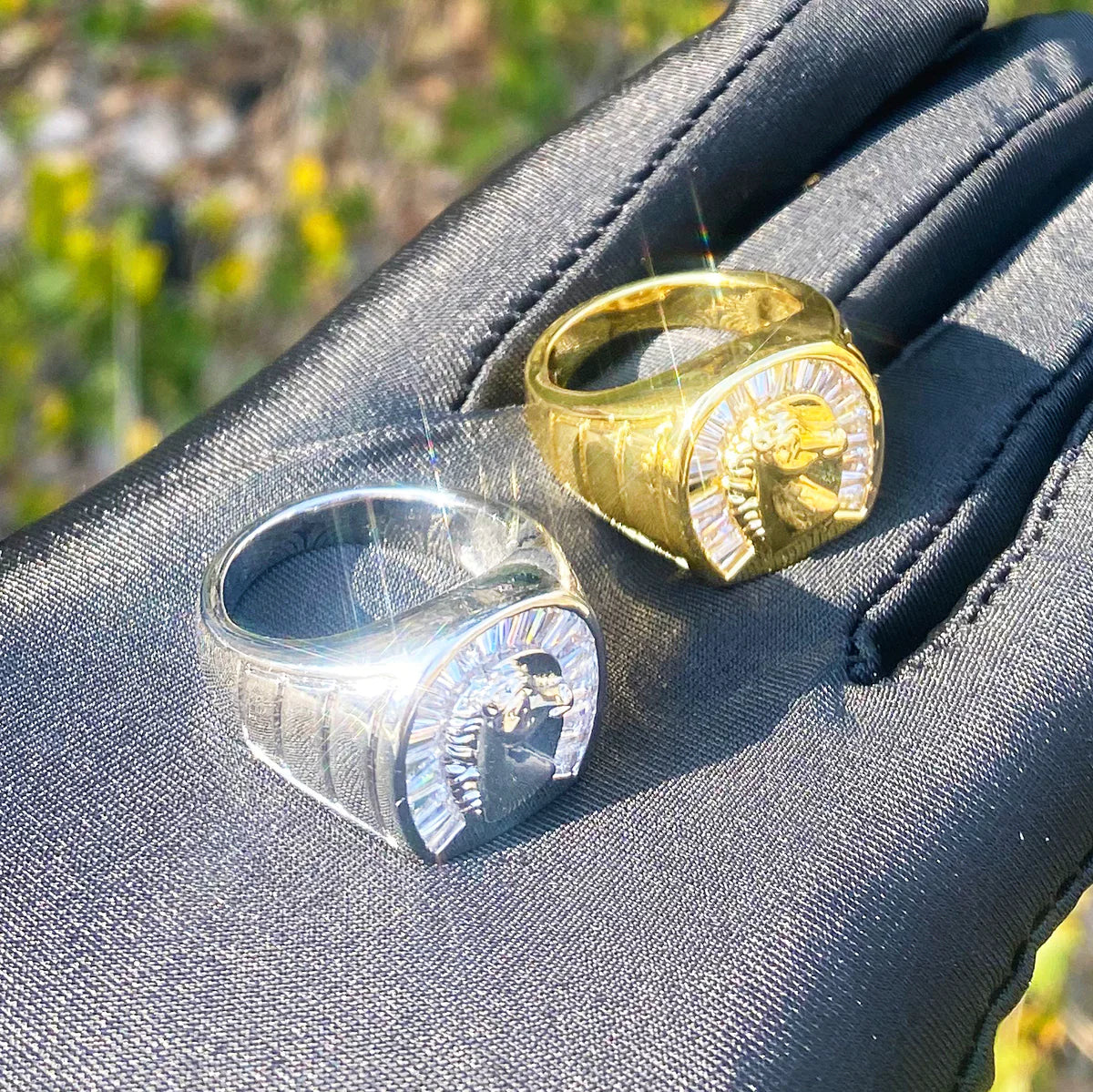 Baguette Horseshoe | Luxury Iced Blinged Out Lucky Horseshoe VVS Diamond CZ Ring