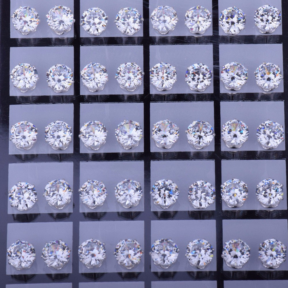 Mens 6mm / 8mm Hip Hop Cubic Zirconia Iced Blinged Out Round Cut Earrings