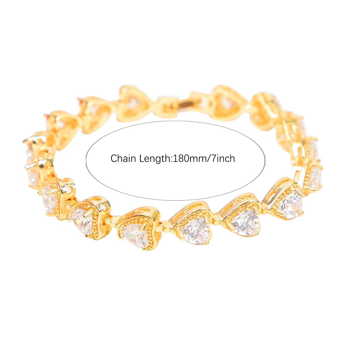 Ladies Ice Street Wear Casual Fashion Jewelry 6mm Big Heart Tennis Bracelet