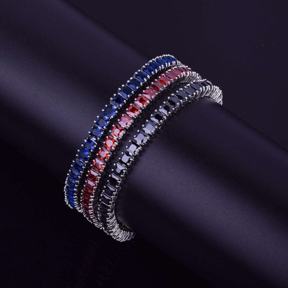 Iced Princess | Colorful VVS Diamond CZ Stone 6mm Princess Cut Tennis Bracelet
