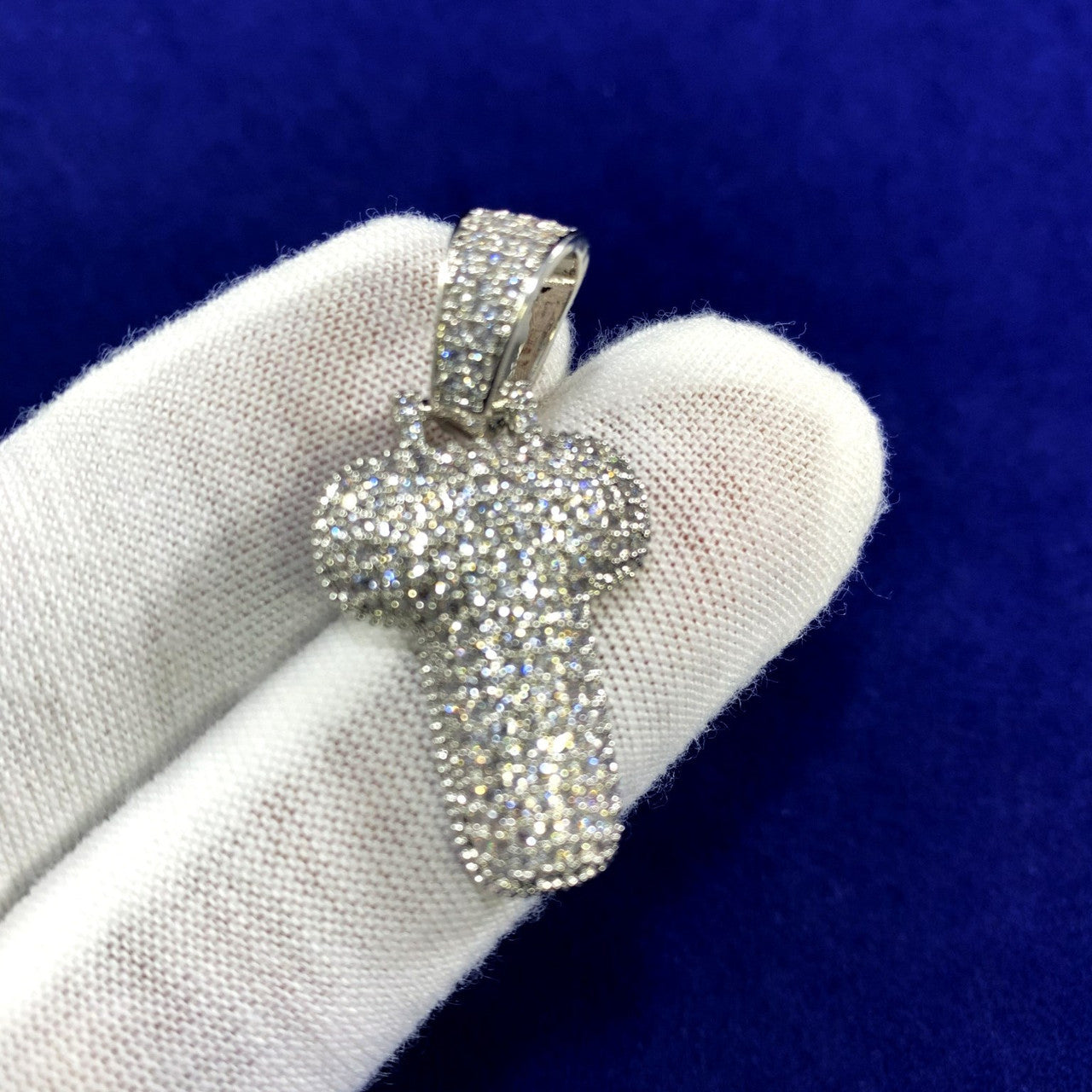 Initial T .925 Silver Plated 3AAA Micro Pave Flooded Ice Custom Bubble Letters Hip Hop Chains