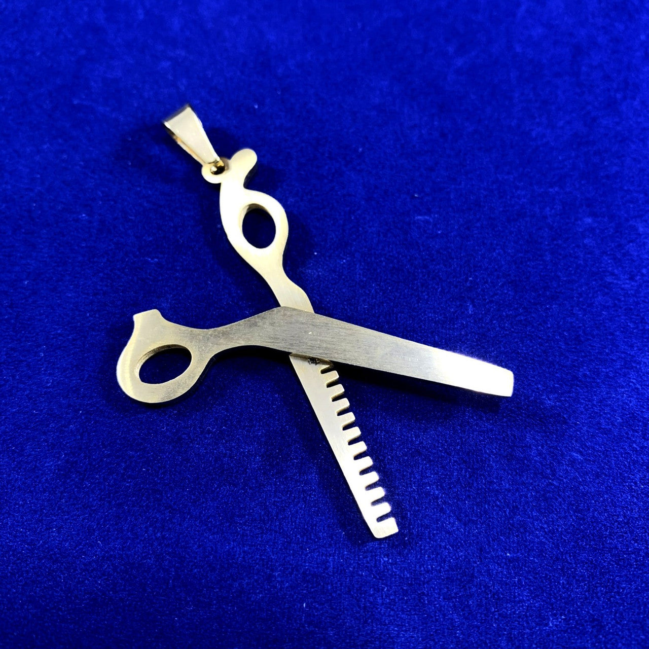 14k Gold Over No Fade Stainless Steel Haircut Barber Scissors Chain Pendant