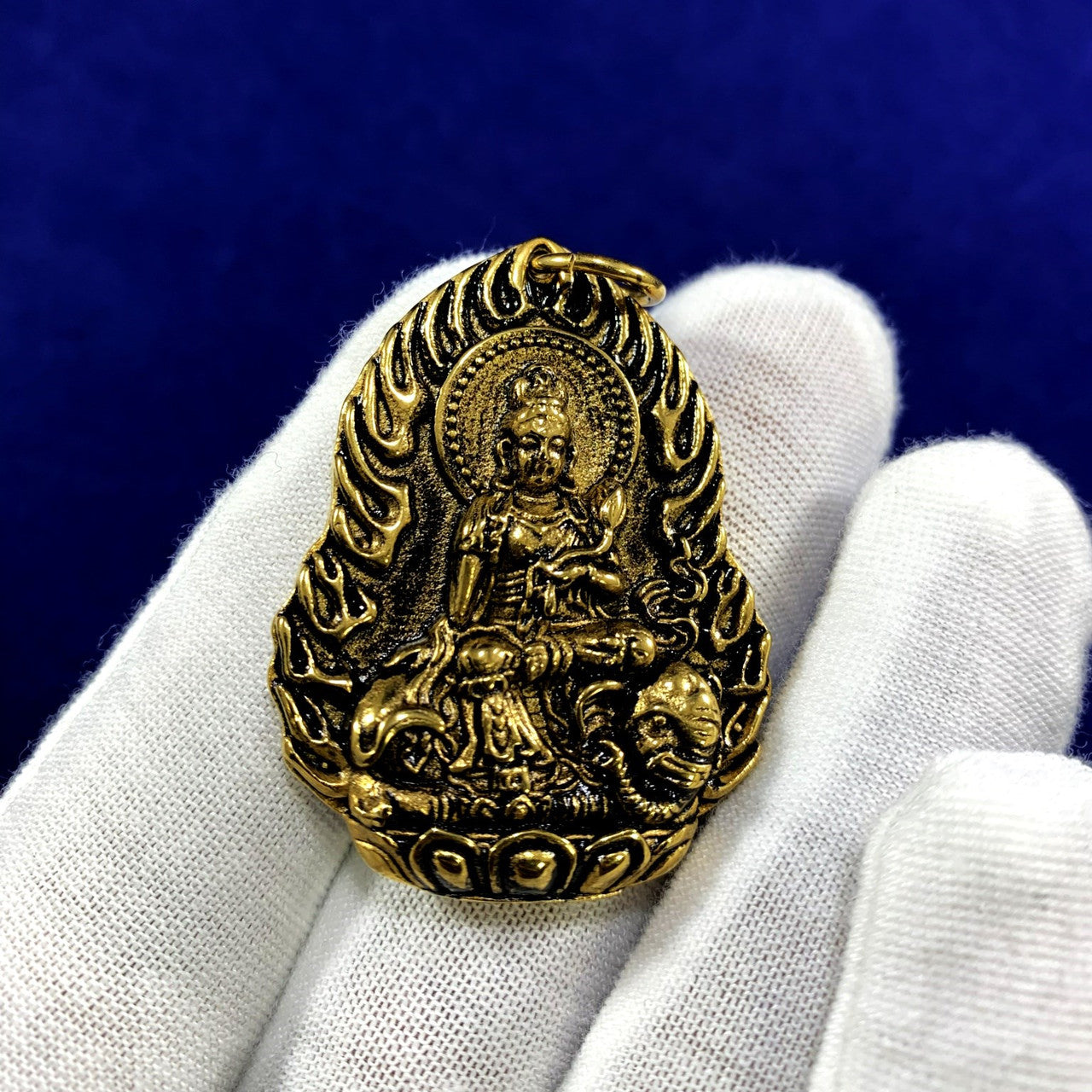 14k Gold Black Accents Buddhism Bodhisattva 316L Stainless Steel Buddha Pendant