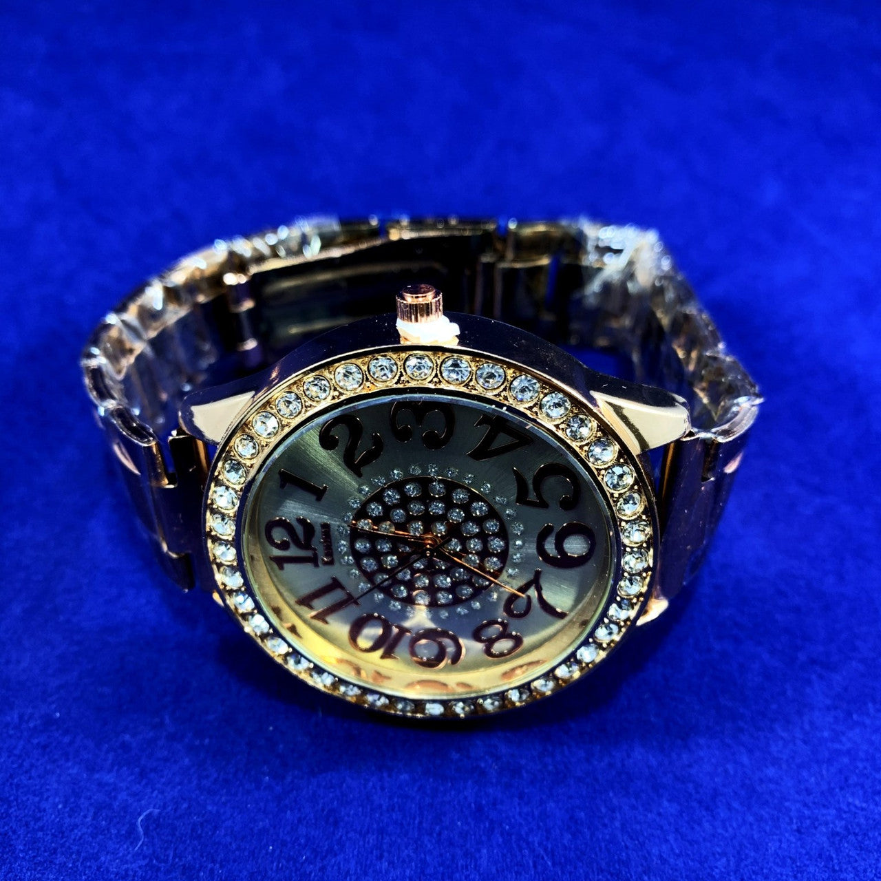 Mens Luxury Boys Stainless Steel Pointer Iced Blinged Out Wrist Watch Rose Gold