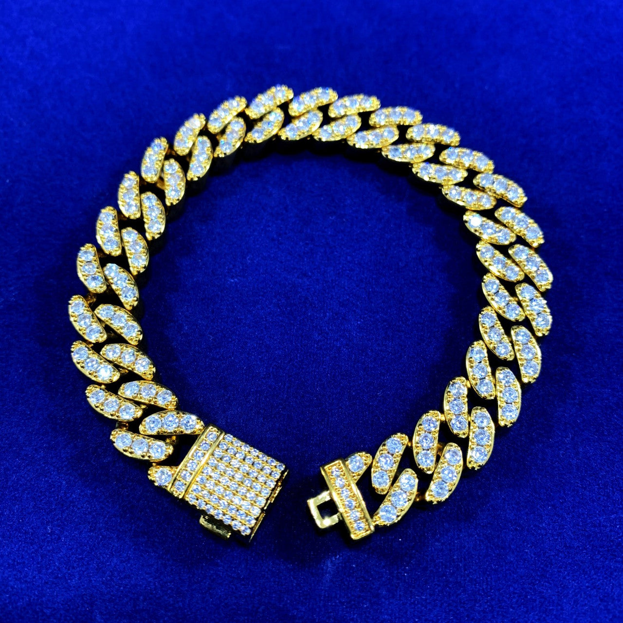 24k Gold Miami Cut Cuban Link 10mm Flooded Ice Hip Hop Bracelets
