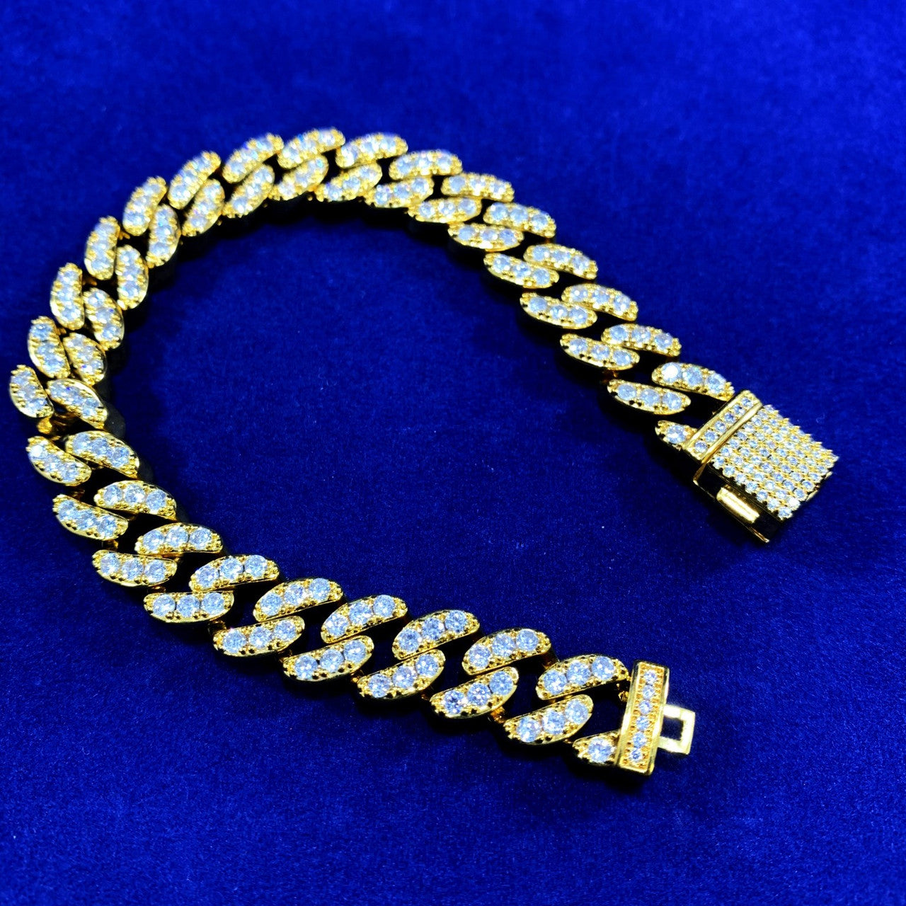 24k Gold Miami Cut Cuban Link 10mm Flooded Ice Hip Hop Bracelets