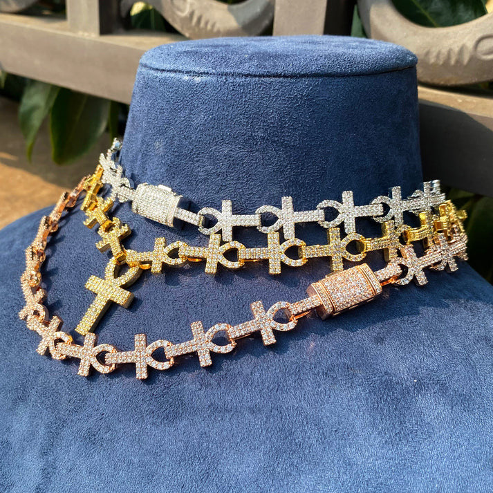 The Ankh Infinity | VVS Diamond CZ Deep Prong Set Iced Blinged Out Chain Necklace