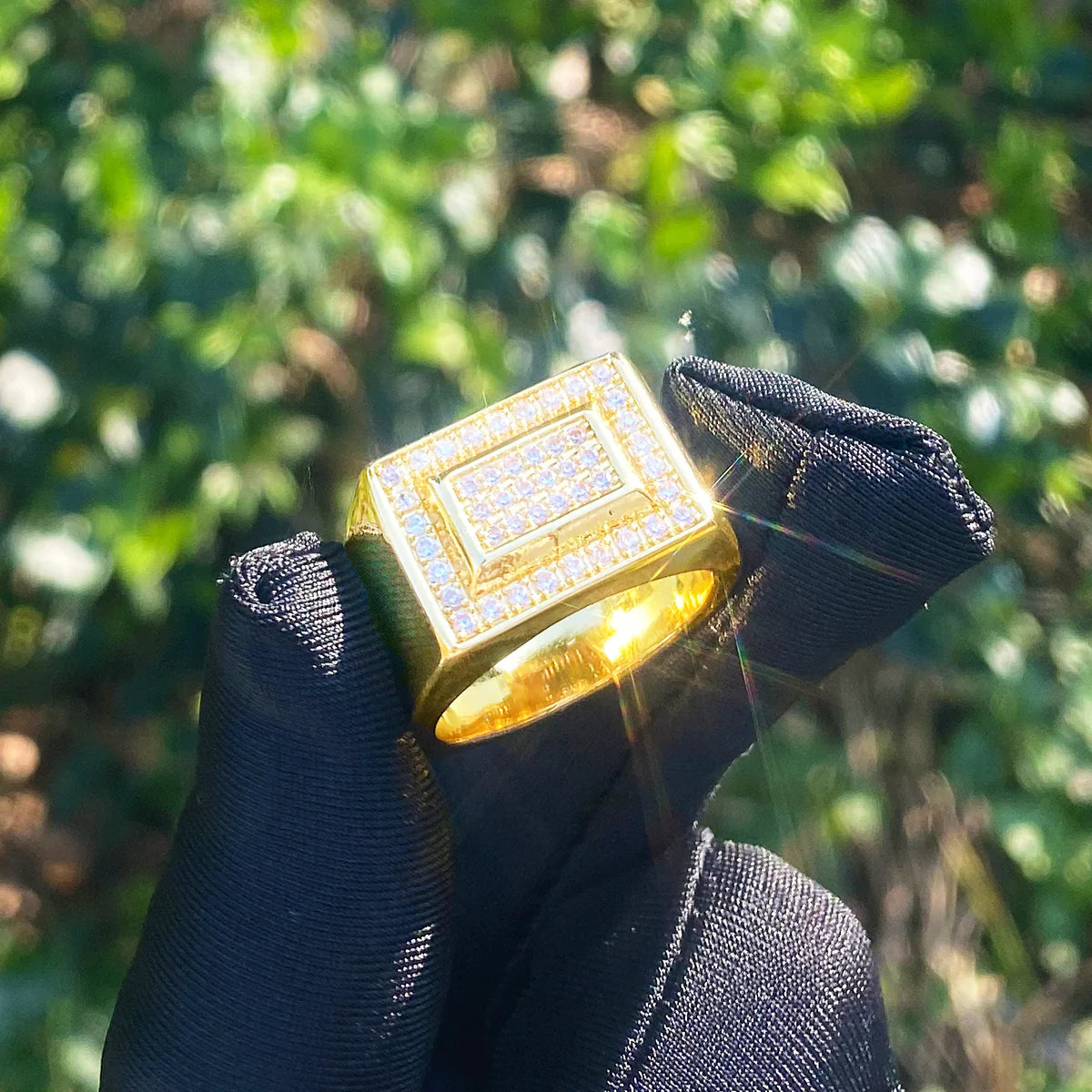 Gold Bars | Prong Set VVS Diamond CZ Luxury Hip Hop Rings